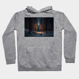 Winter Wonderland: A Snow-Covered Forest Under the Moonlight Hoodie